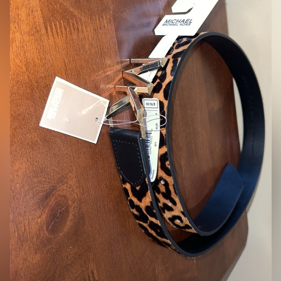 MICHAEL KORS Karli Calf Hair Belt Gold Leopard Print Size Small AUTHENTIC NWT - Picture 6 of 6